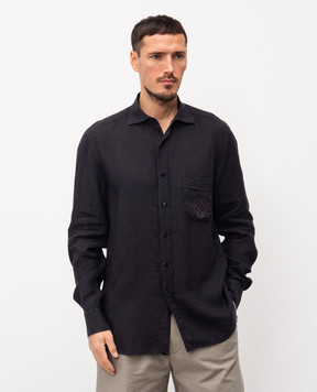 Stefano Ricci Чорна сорочка з льону MC008163BX2922