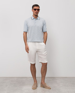 Castangia dal 1850 Блакитне поло з шовком у візерунок CA002