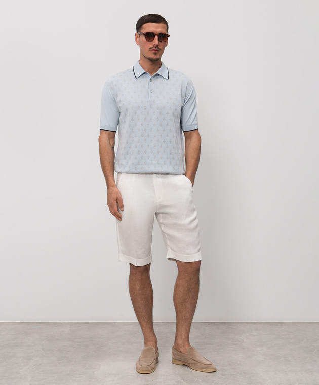 Castangia dal 1850 Блакитне поло з шовком у візерунок CA002 зображення 2