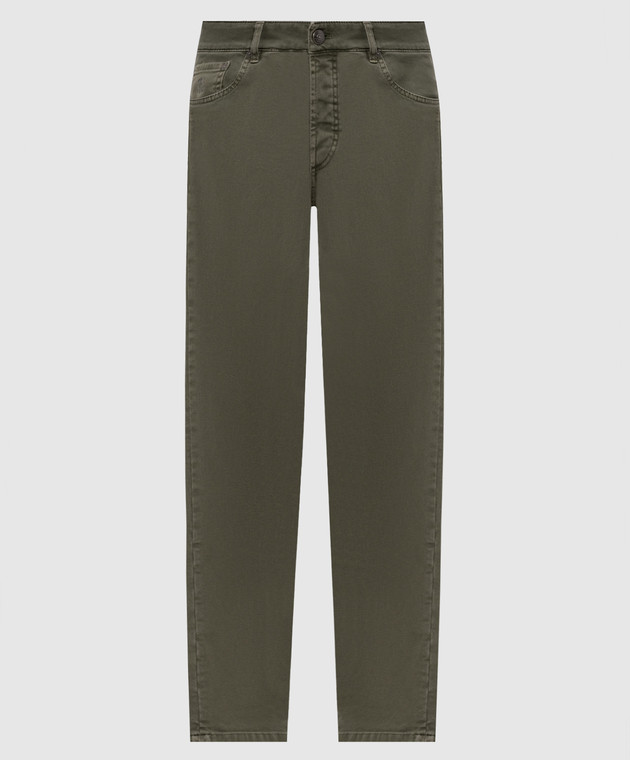 Brunello Cucinelli Джинси кольору хакі з патчем логотипа M277PD3210