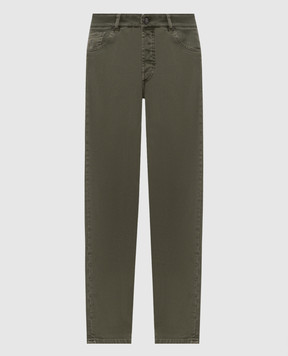 Brunello Cucinelli Джинсы цвета хаки с логотипом патча M277PD3210