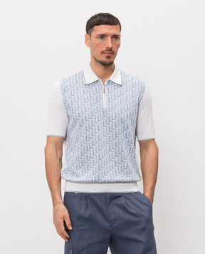 Stefano Ricci Поло кольору айворі з шовком у візерунок K818108P31F26174