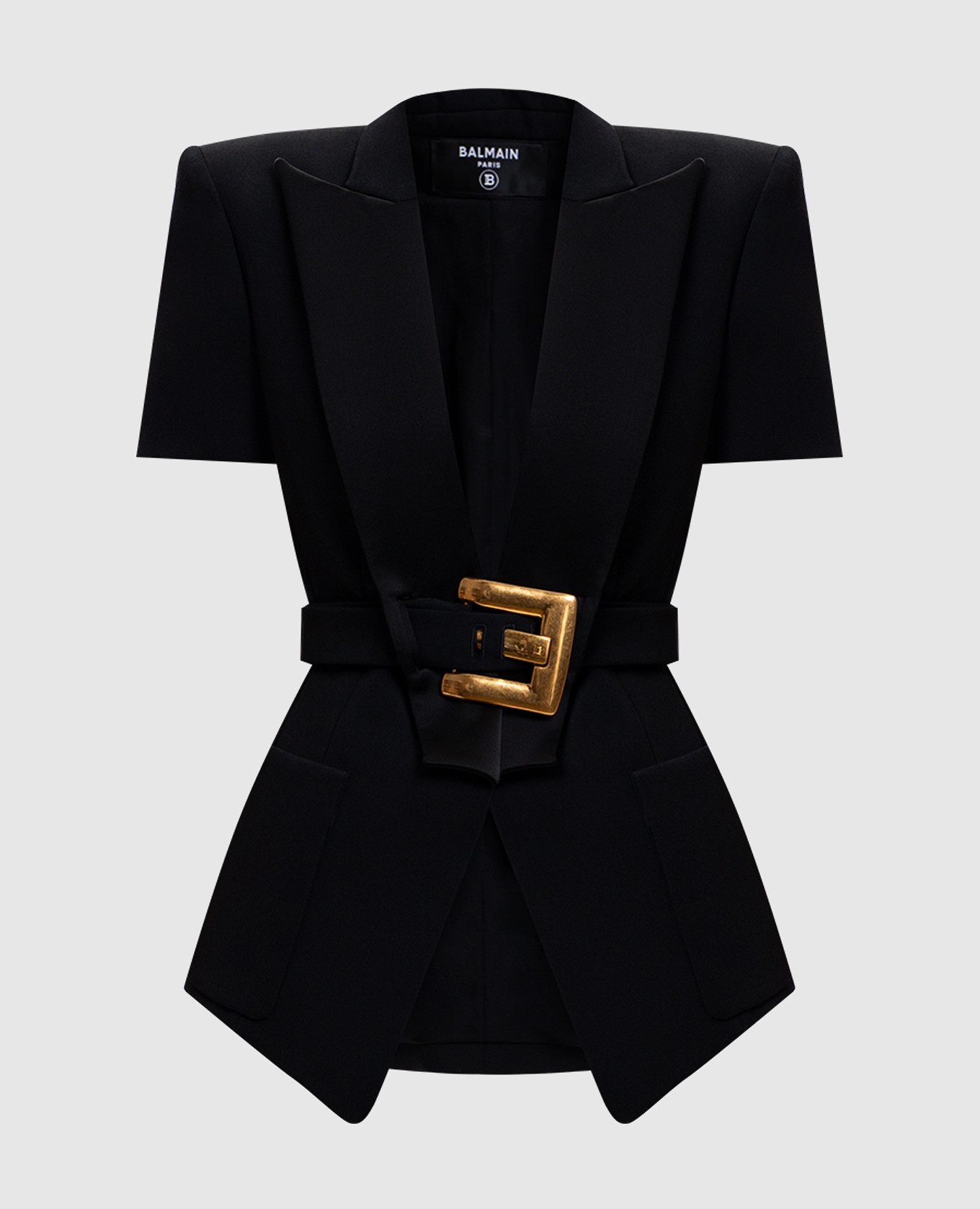 

Черный жакет из шерсти с короткими рукавами, Жакеты