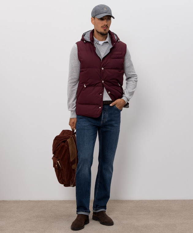 Brunello Cucinelli Сіре меланжеве поло з кашеміру M2200295 зображення 2