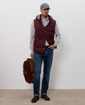 Brunello Cucinelli Сіре меланжеве поло з кашеміру M2200295