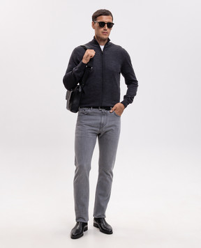 Canali Темно-серый кардиган из шерсти MK01149C0022