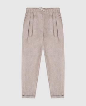 Brunello Cucinelli Дитячі сірі штани з вовни з відворотами B038PP113C