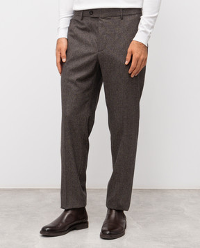 Peserico Коричневые брюки из шерсти в узор R5422008273