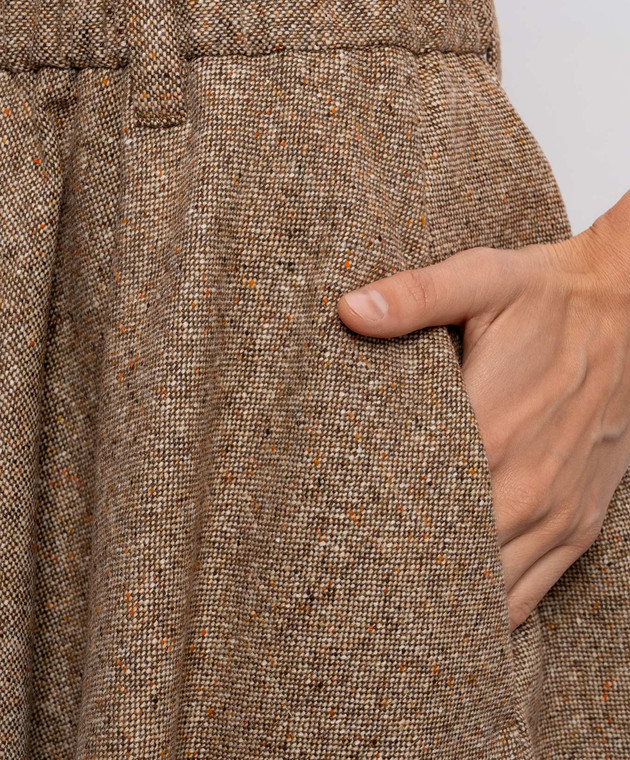 Brunello Cucinelli Коричневая юбка мини с шерстью MD002G4103 изображение 5