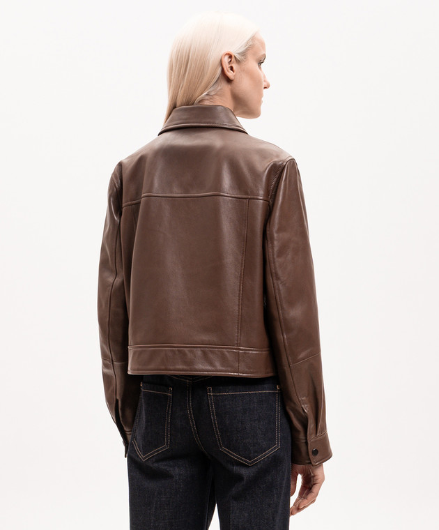 Brunello Cucinelli Коричнева шкіряна куртка MPNMO7458P зображення 4