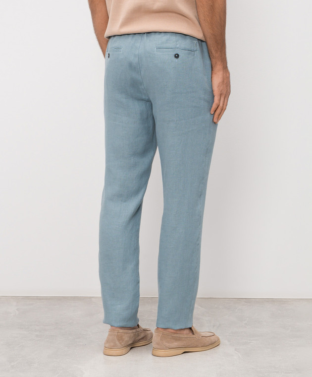 Trussardi Голубые брюки из льна P719M000113NMP313T38 изображение 4