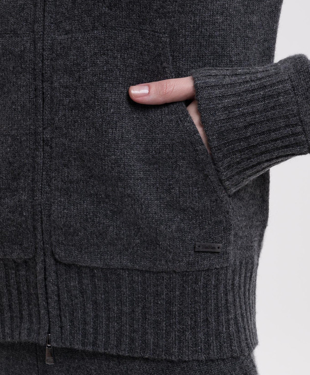 Max Mara Серая спортивная куртка PRIMO из кашемира MXMPRIMO изображение 5
