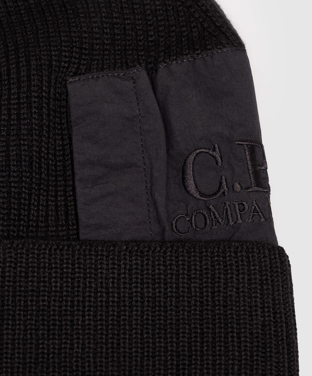 C.P. Company Черная шапка из шерсти MAC139A005509A изображение 4