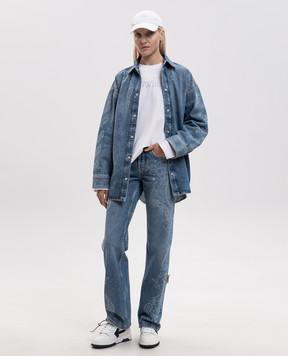 Off-White Синяя джинсовая рубашка с принтом 2FB00664T