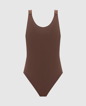 Brunello Cucinelli Коричневый купальник с цепочкой мониль MP965VS699