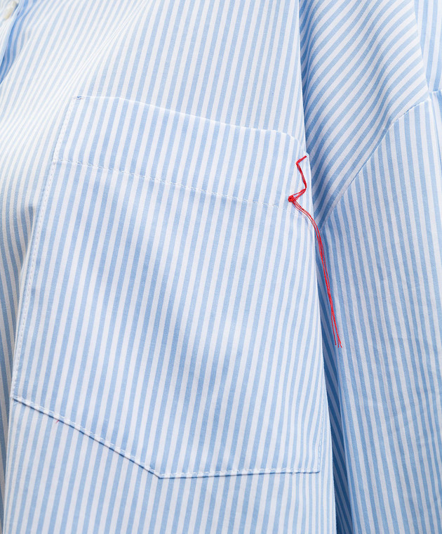 Solotre Голубая рубашка в полоску M1AB0042 изображение 5