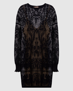Twinset Черное платье в узор 262TF3030