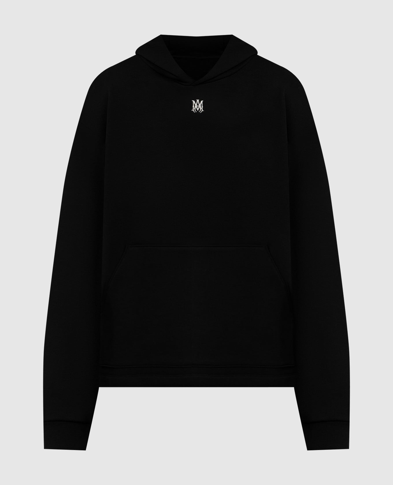 Черное утепленное худи с вышивкой монограммы