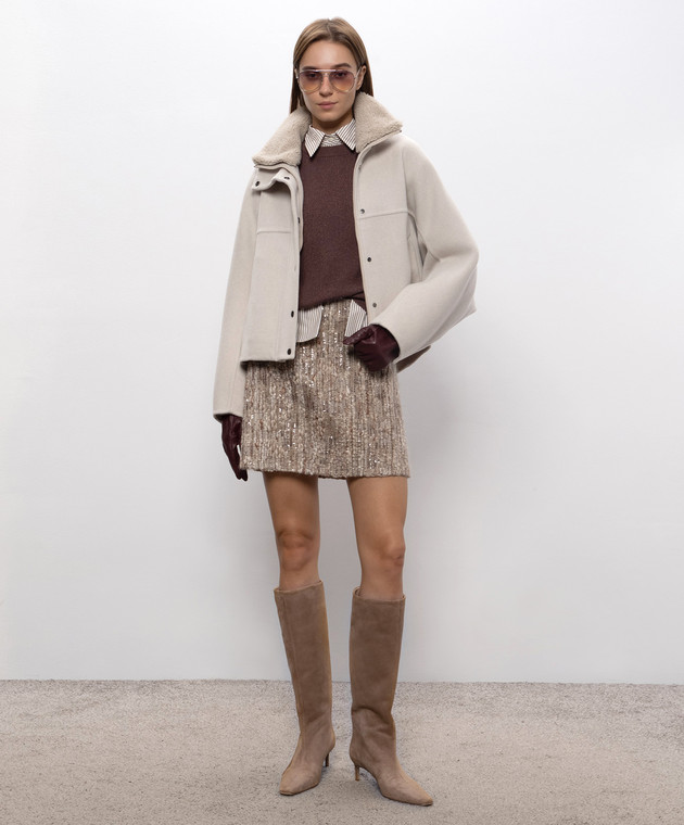 Brunello Cucinelli Бордовий светр з люрексом M1E224720 зображення 2