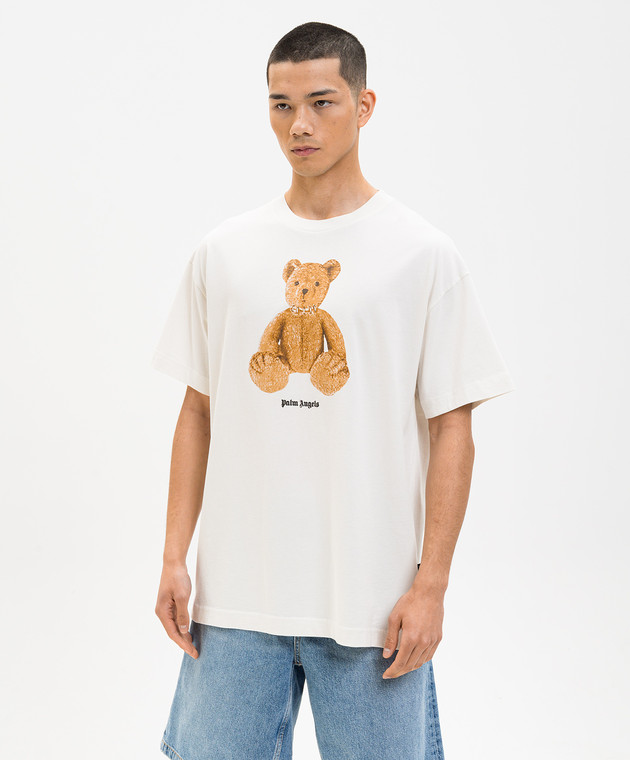 Palm Angels Футболка кольору айворі Bear PMAA109S26JER00A зображення 3