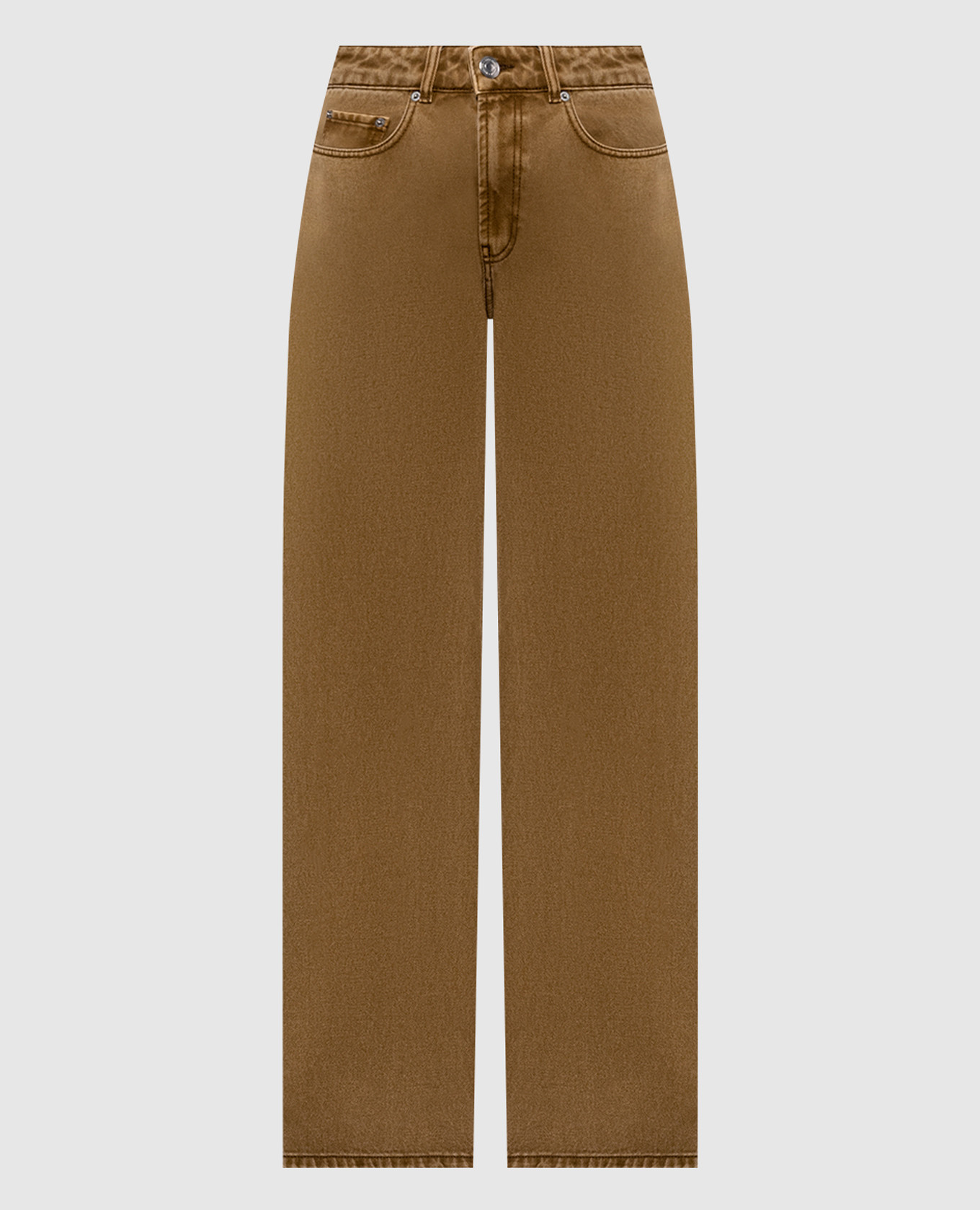 

Коричневые джинсы с патчем логотипа, Коричневый, Прямые джинсы