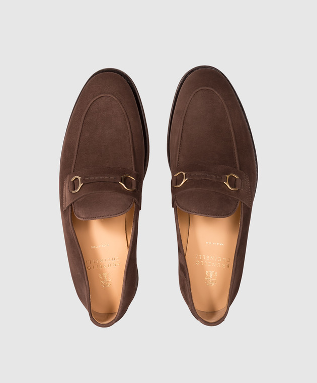Brunello Cucinelli Коричневые лоферы из нубука MZUNKNE671 изображение 4