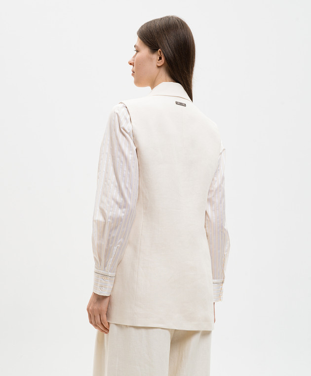 Peserico Жилет з льону кольору айворі S0304002606 зображення 4