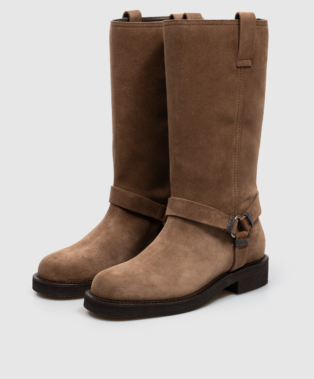 Brunello Cucinelli Коричневые замшевые сапоги MZSFG3408 изображение 2