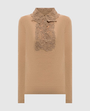 Ermanno Scervino Бежевый джемпер из шерсти с кружевом D495M311APATL