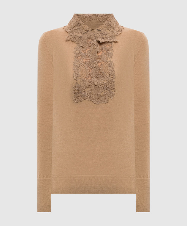 Ermanno Scervino Бежевый джемпер из шерсти с кружевом D495M311APATL