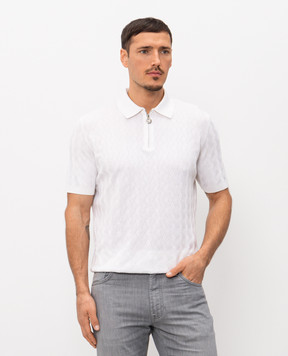 Stefano Ricci Біле поло з шовком у візерунок K818106P31F26172