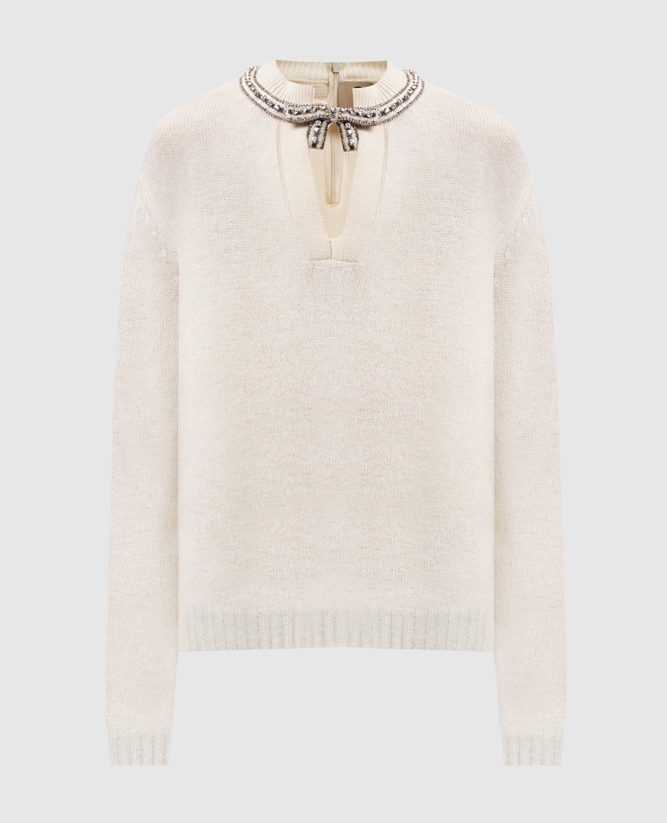 Белый свитер из шерсти с кристаллами
