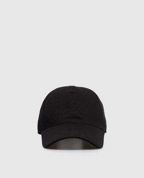 Saint Laurent Чорна кепка з фактурною монограмою логотипа 8646083YT51