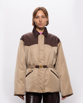 Versace Бежевая куртка с поясом 10270091A18782