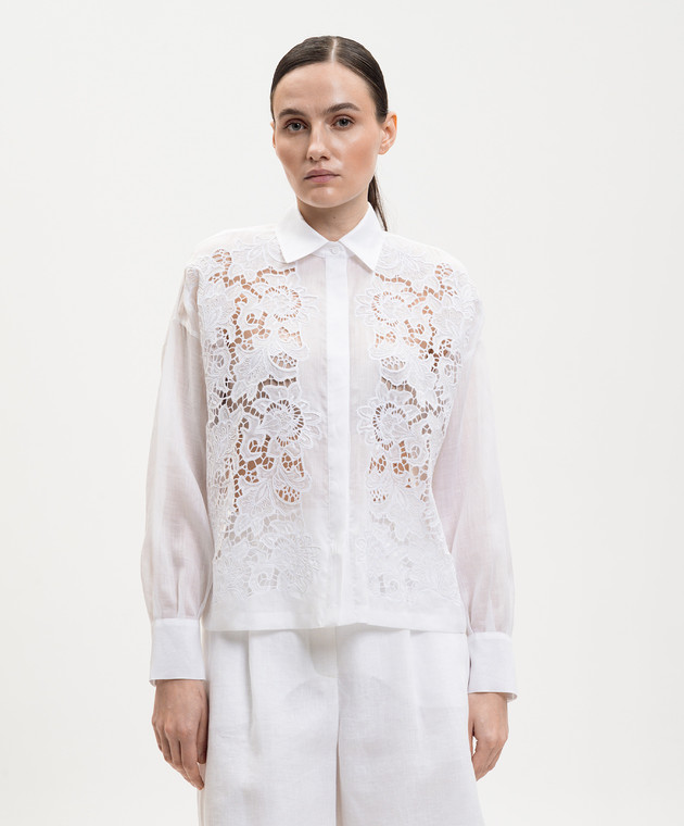 Max Mara Белая рубашка CALI из рамы с вышивкой MSTCALI изображение 3