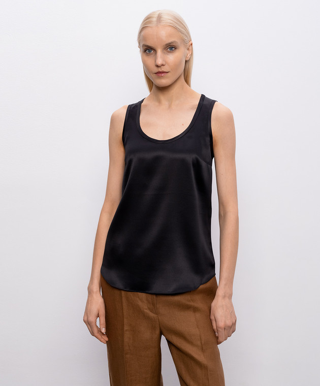 Brunello Cucinelli Черный топ из шелка MPC59E0600 изображение 3