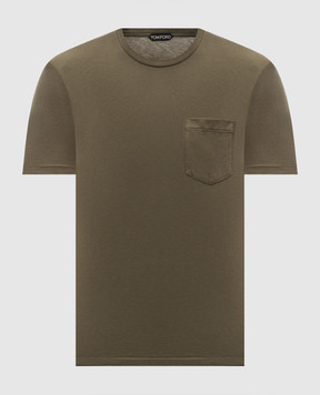 Tom Ford Футболка кольору хакі із шовком JCS022JMC084