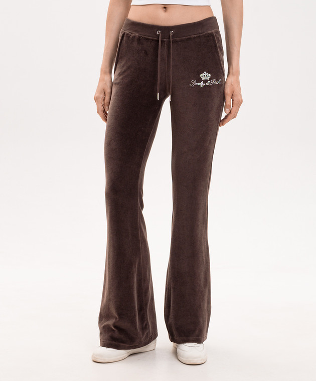 Sporty & Rich Коричневые велюровые спортивные штаны Juicy PA067716689BR03 изображение 3