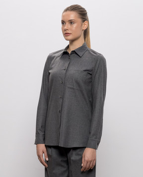 Max Mara Серая рубашка AERE из кашемира MXMAERE