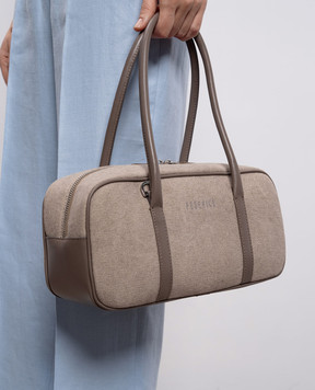 Peserico Бежевая сумка-багет с логотипом A38373C0CC756