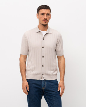 Peserico Бежева сорочка з шовком з короткими рукавами R59465F1809317