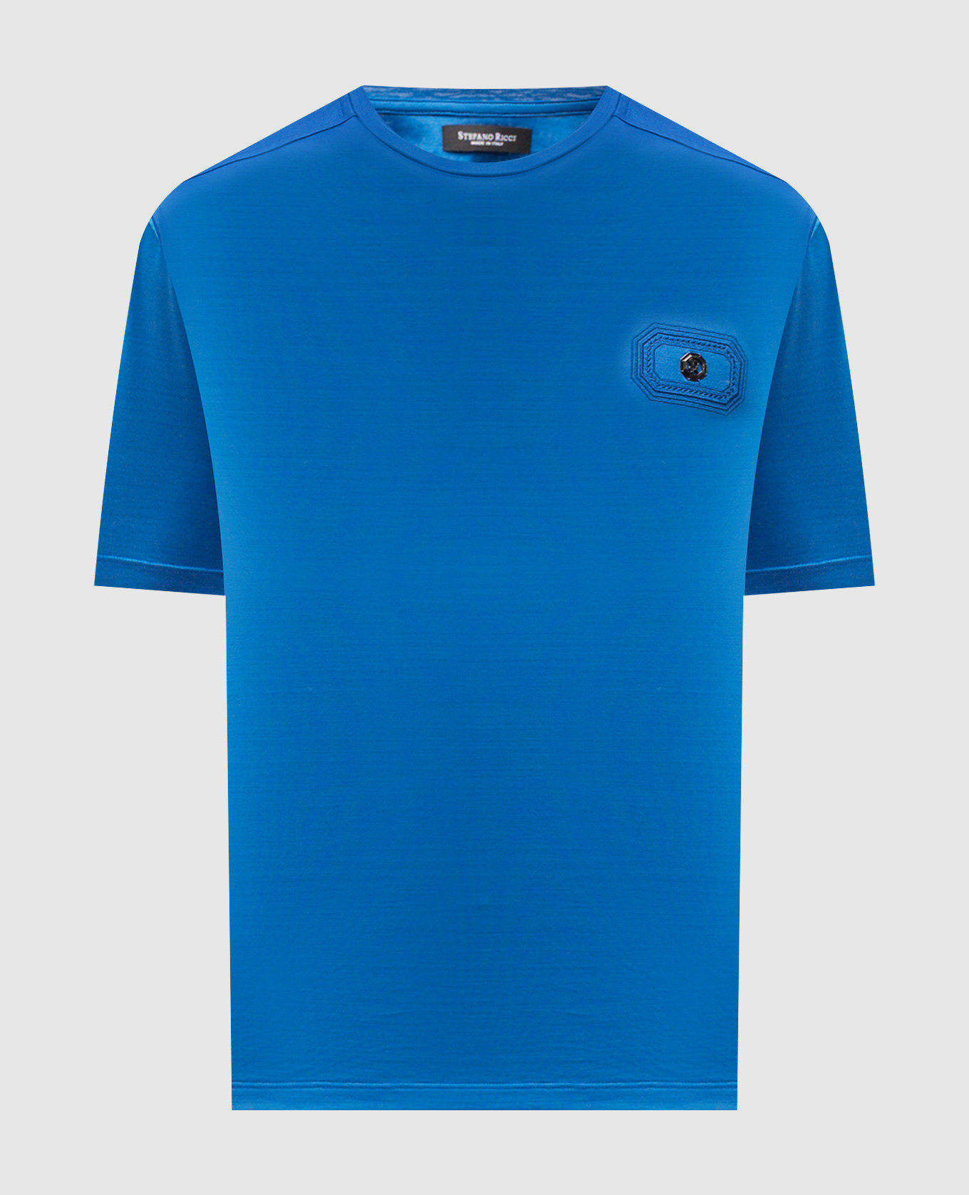 Голубая футболка с вышивкой логотипа