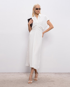 Brunello Cucinelli Белое платье с леном с цепочкой мониль MH126A5426