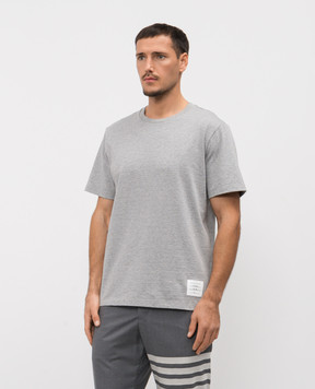 Thom Browne Серая меланжевая футболка с логотипом MJS067A00042