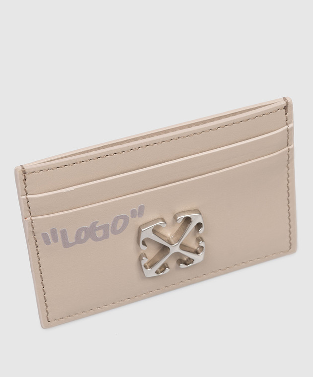 Off-White Бежевий шкіряний картхолдер з емблемою Arrow OWND027S26LEA006 зображення 3