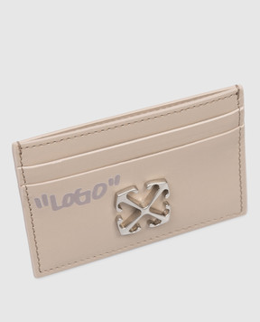 Off-White Бежевий шкіряний картхолдер з емблемою Arrow OWND027S26LEA006