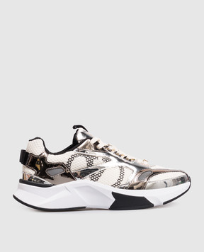 Valentino Кроссовки цвета айвори с эффектом металлик 9W2S0PU6FDA
