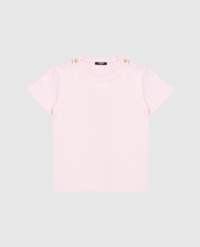 Balmain Дитяча рожева футболка з логотипом BY8B51Z367210