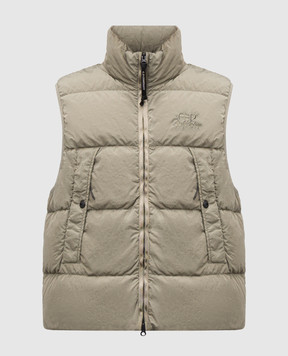 C.P. Company Пуховий жилет кольору хакі з логотипом MVE149A005904G