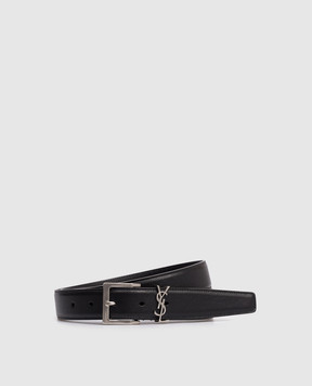 Saint Laurent Черный кожаный ремень CASSANDRE 864585BOO0E